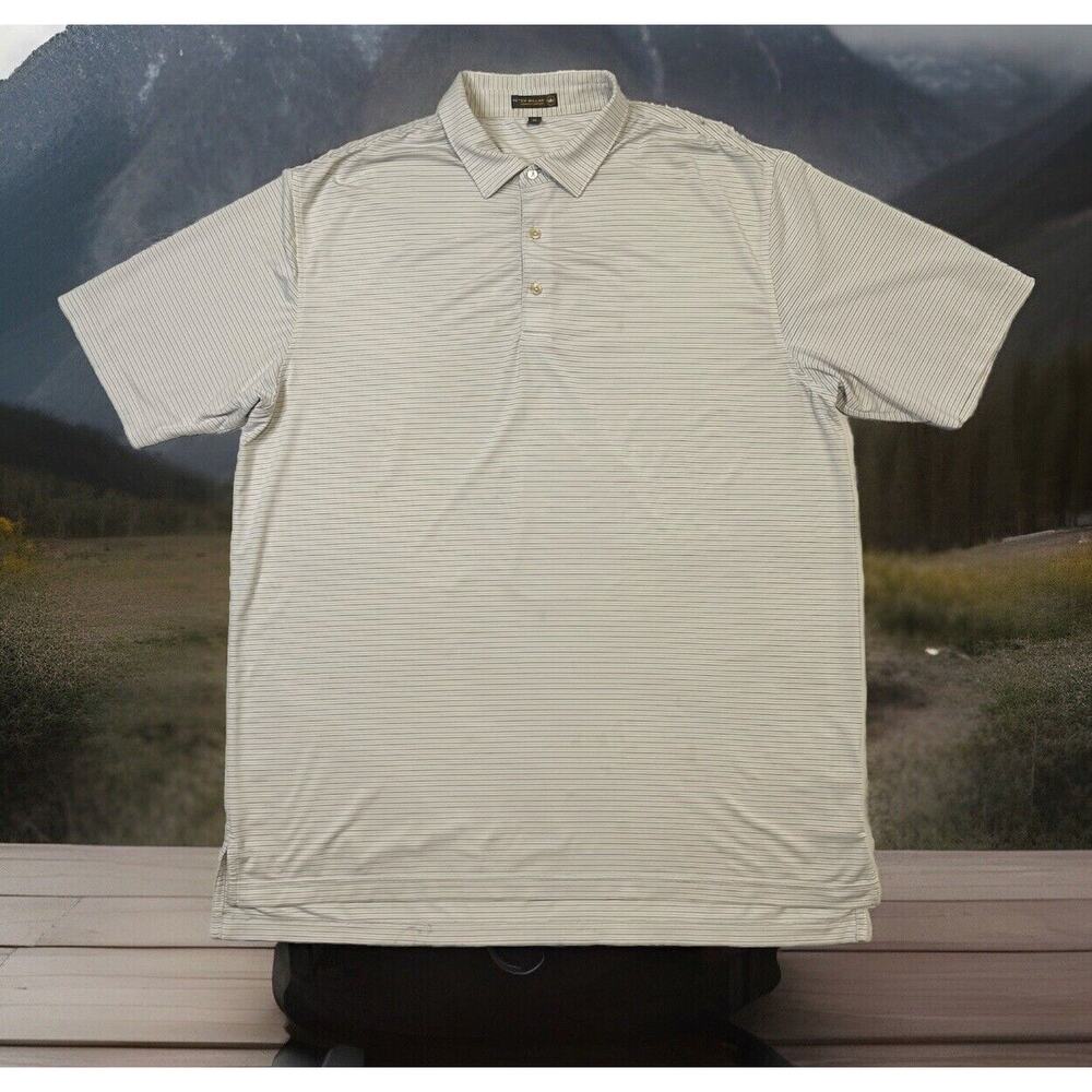Peter Millar Summer Comfort Performance Polo Golf Shirt Mens XL White Striped